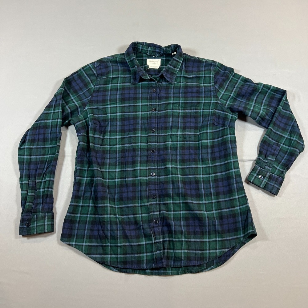 Weatherproof Vintage Flannel Shirt Womens XL Multicolor Plaid Stretch Button Up
